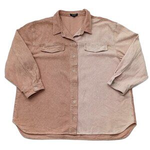 MISSGUIDED Women's Two-Tone Corduroy Shirt-Jacket Hybrid. Plus Size 20